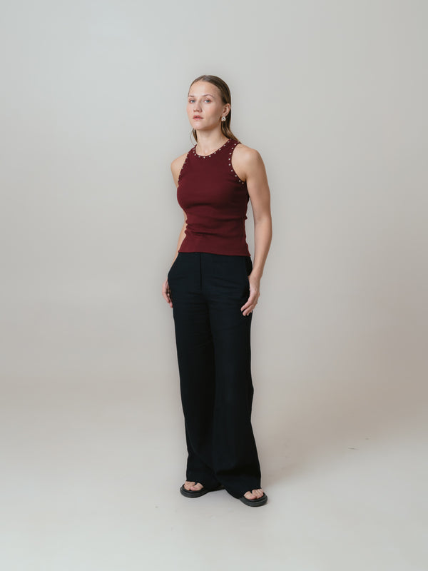 Paige Tank Top-Maroon