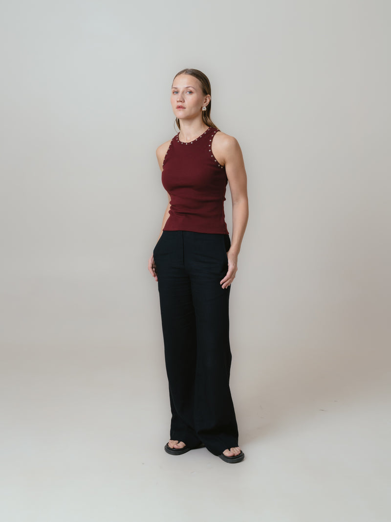 Paige Tank Top-Maroon