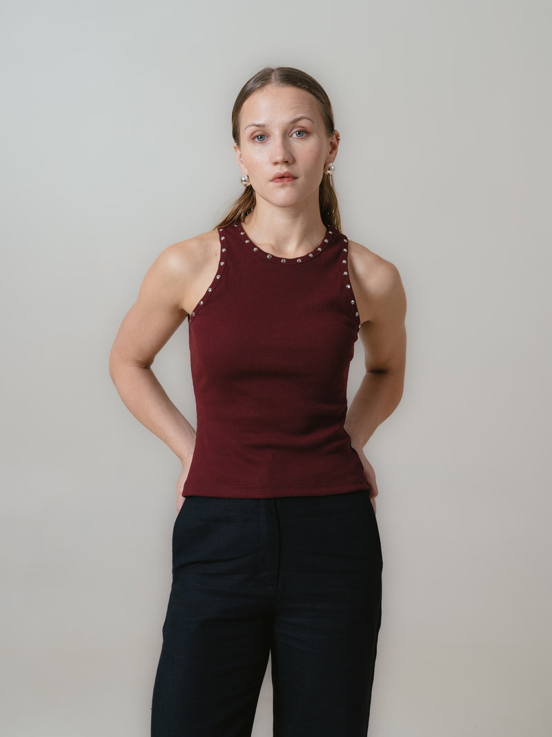 Paige Tank Top-Maroon