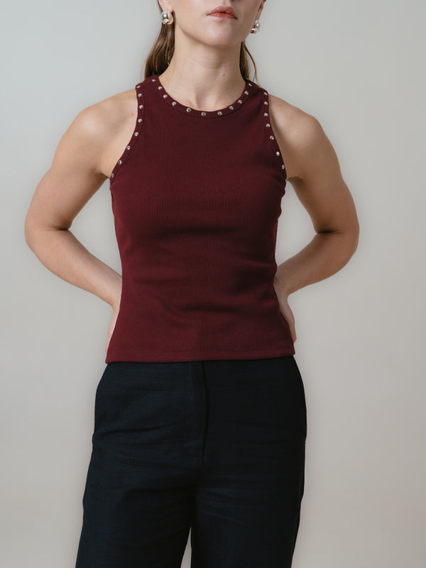 Paige Tank Top-Maroon