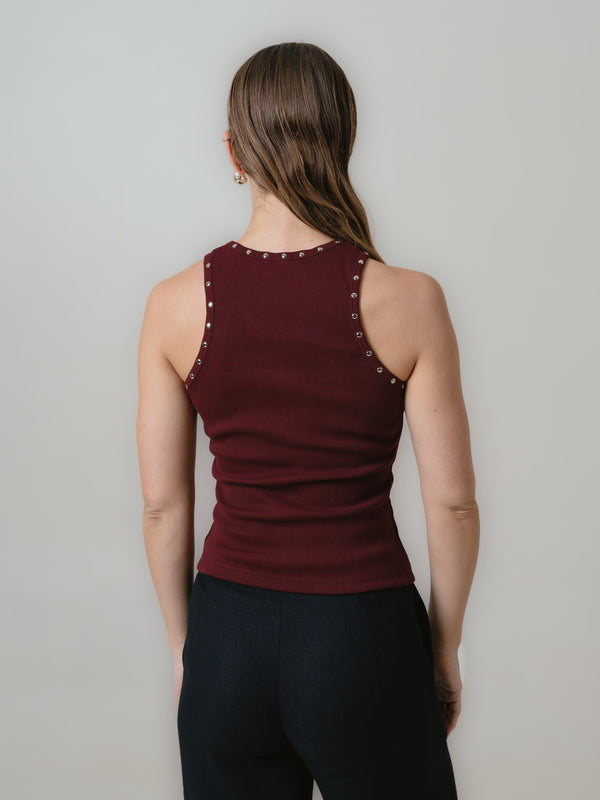 Paige Tank Top-Maroon